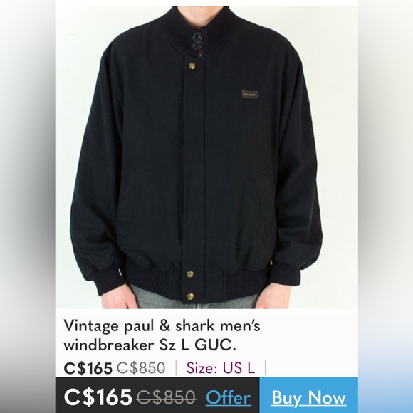REDUCED🌺Vtg Paul & Shark 100% wool dark blue/black men’s bomber jacket! XXL - Picture 13 of 17